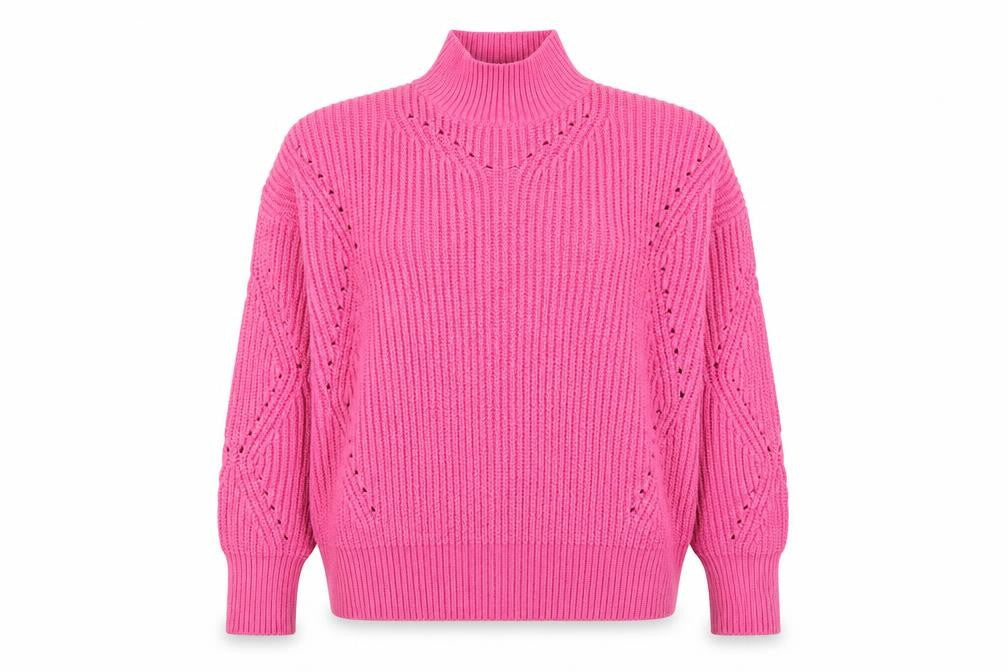 Front view of V by Very Women Pink Rib Knit Mock Neck jumper, size 14