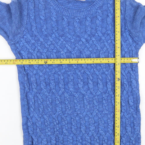 Marks and Spencer Per Una Blue Cable Knit Cotton Blend Women's Jumper Size 8