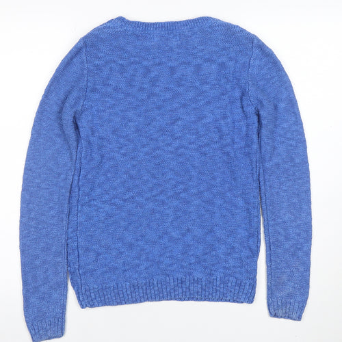 Marks and Spencer Per Una Blue Cable Knit Cotton Blend Women's Jumper Size 8