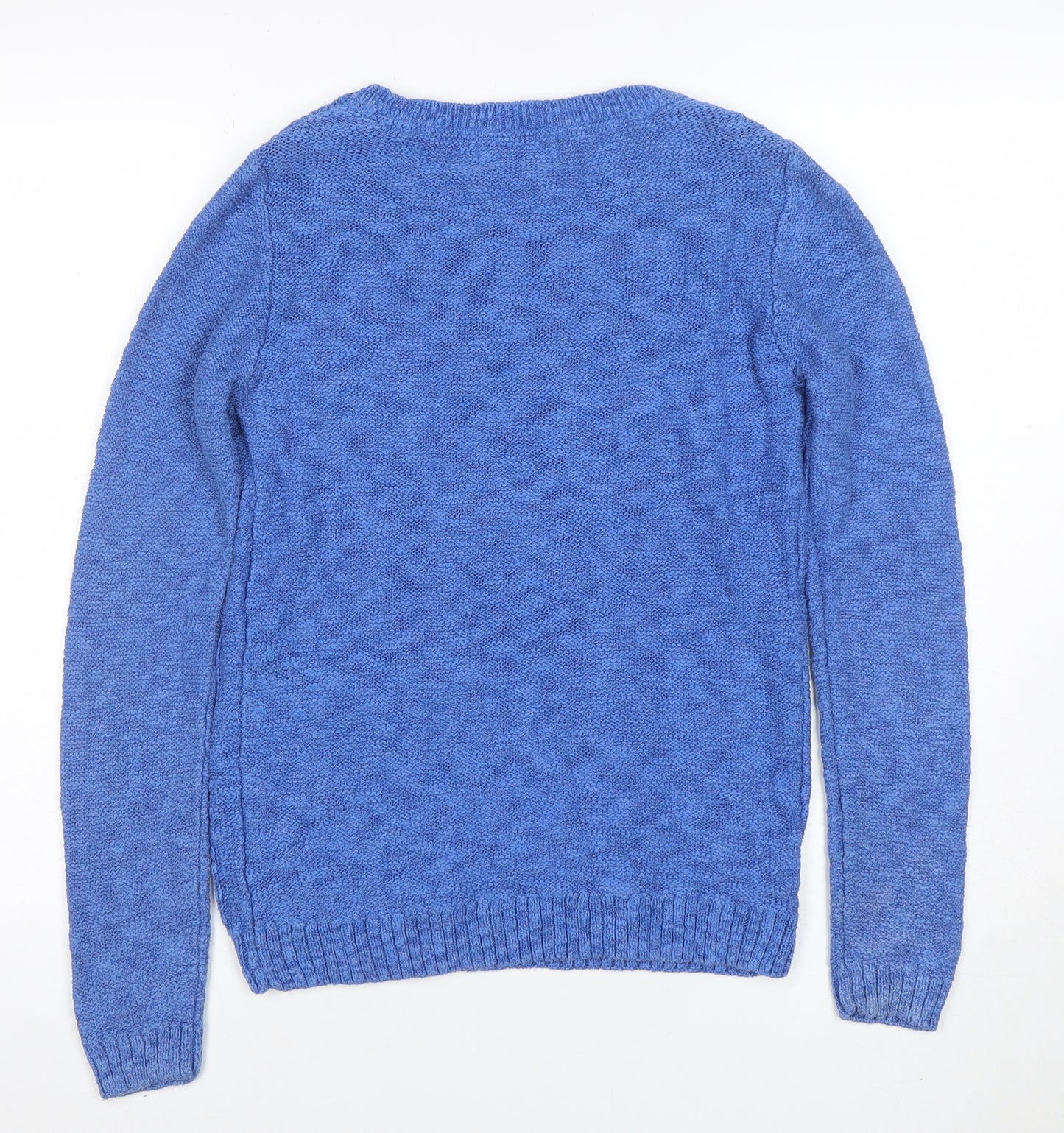 Marks and Spencer Per Una Blue Cable Knit Cotton Blend Women's Jumper Size 8