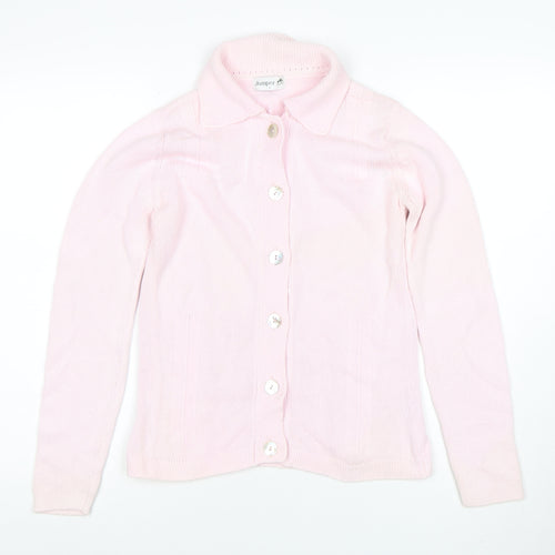 Jumper Women Pink Collared Button Cardigan 100% Cotton Size S