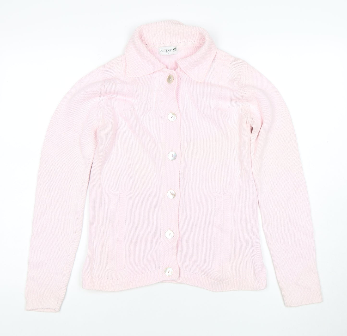 Jumper Women Pink Collared Button Cardigan 100% Cotton Size S