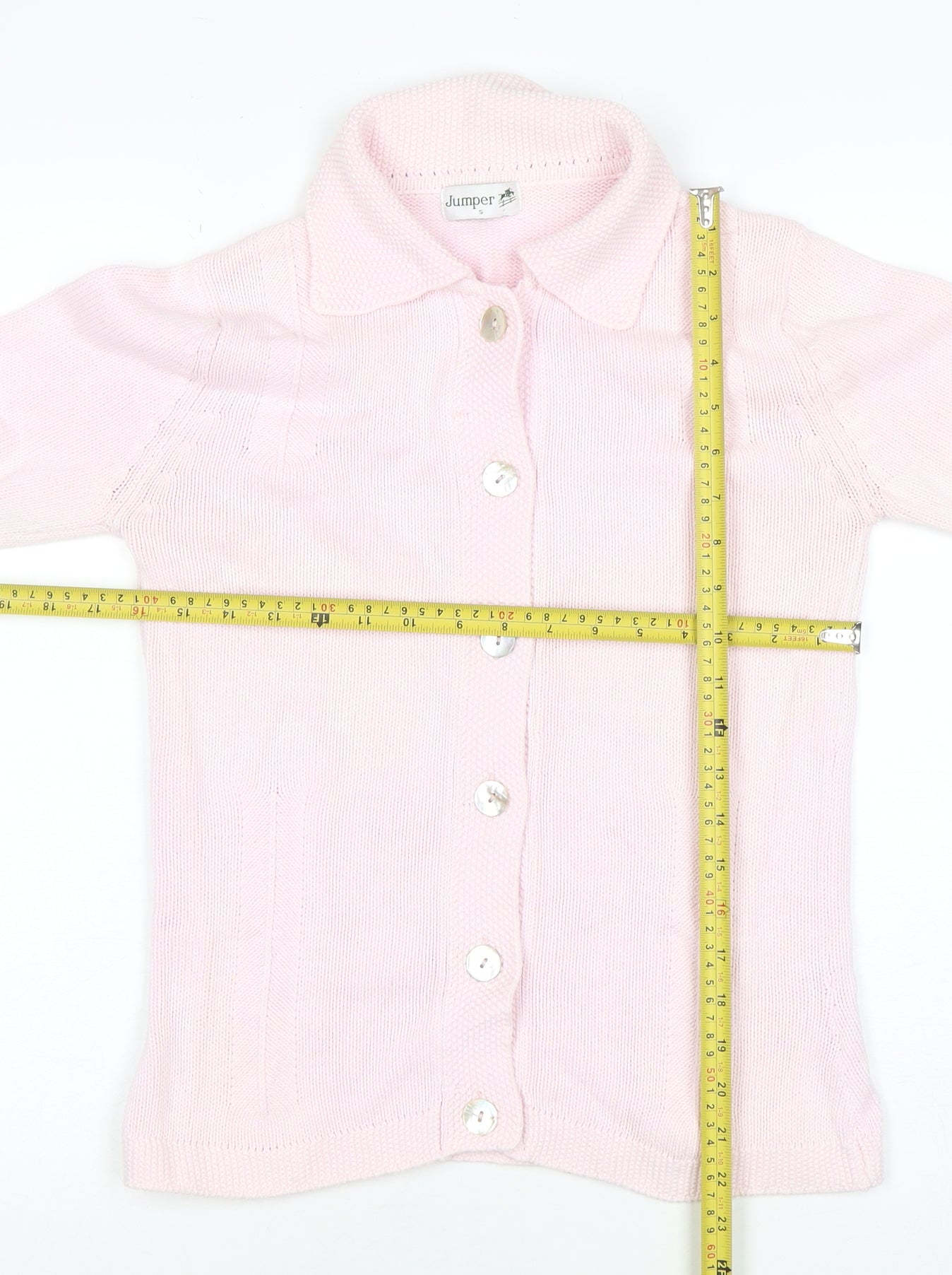 Jumper Women Pink Collared Button Cardigan 100% Cotton Size S