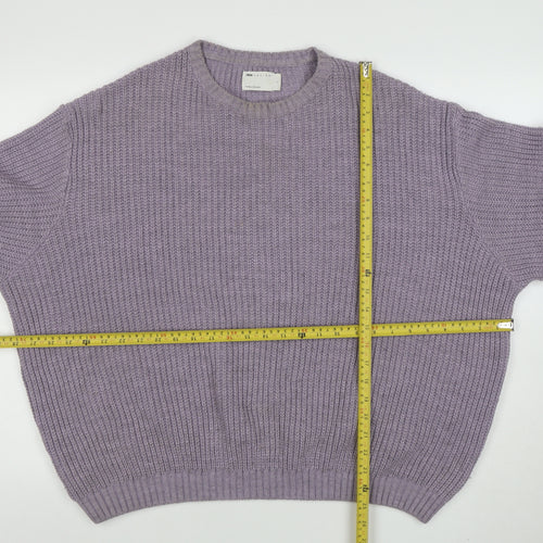 ASOS DESIGN Men Purple Chunky Knit Crew Neck Jumper Size L