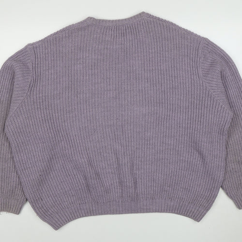 ASOS DESIGN Men Purple Chunky Knit Crew Neck Jumper Size L