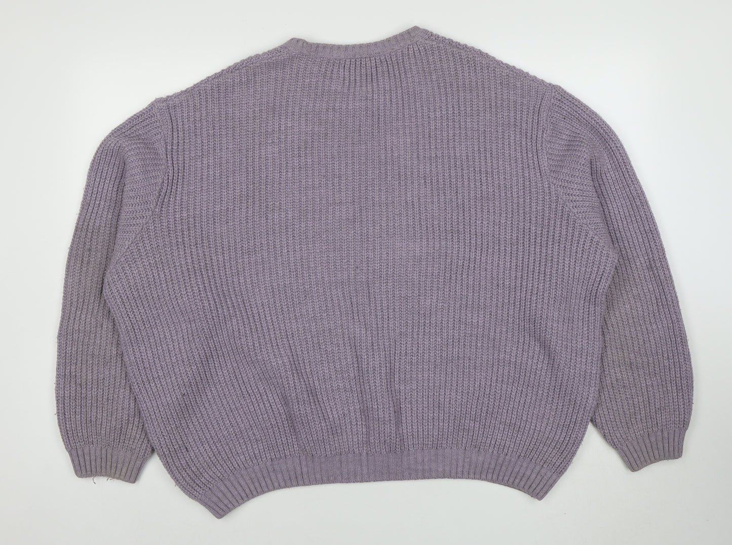 ASOS DESIGN Men Purple Chunky Knit Crew Neck Jumper Size L