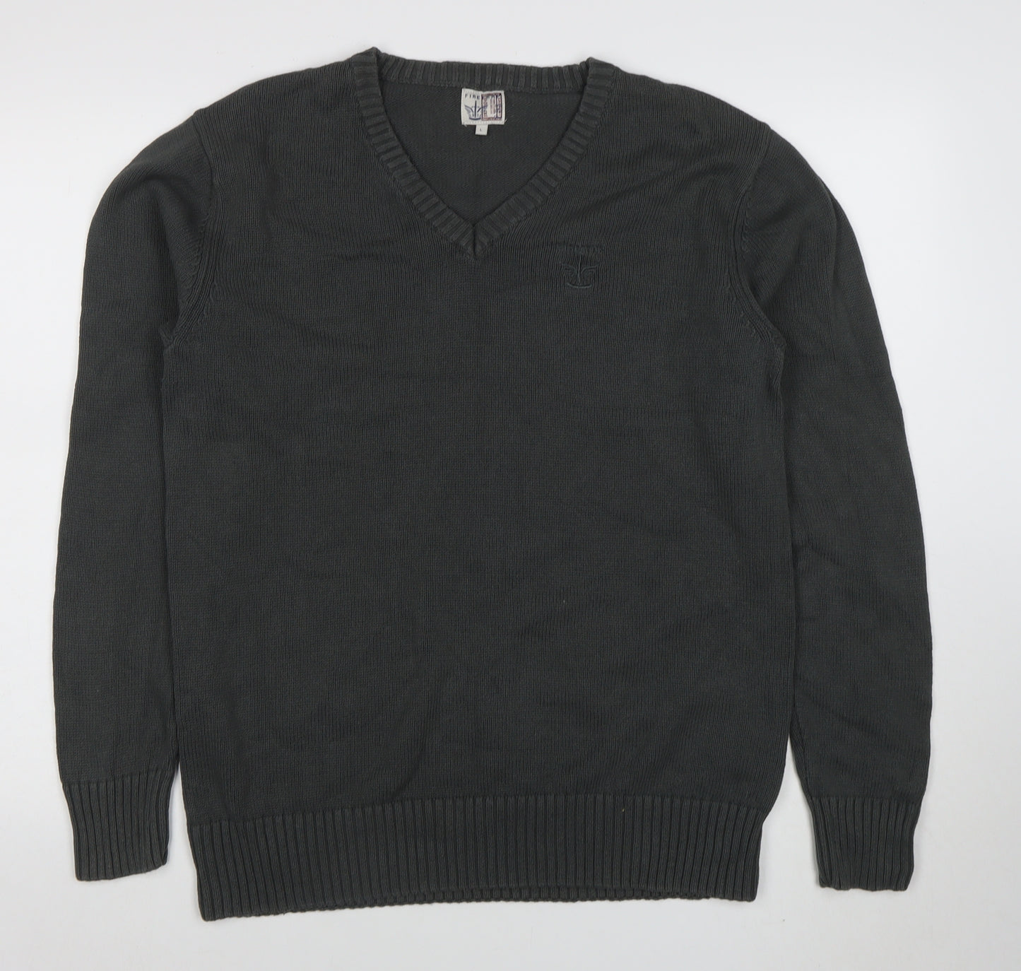 Firetrap Men’s Grey Cotton V-Neck Jumper Size L