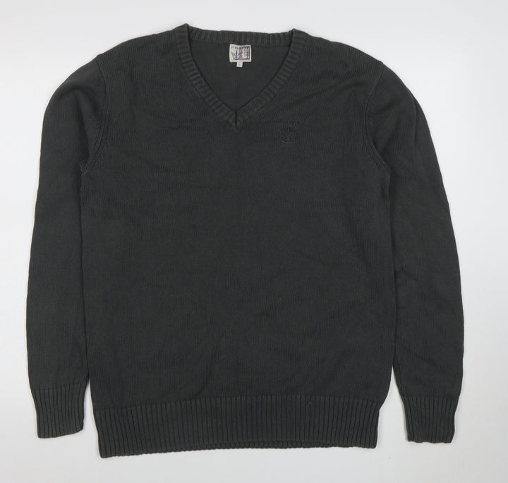 Firetrap Men’s Grey Cotton V-Neck Jumper Size L