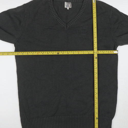 Firetrap Men’s Grey Cotton V-Neck Jumper Size L