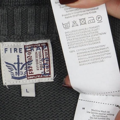 Firetrap Men’s Grey Cotton V-Neck Jumper Size L