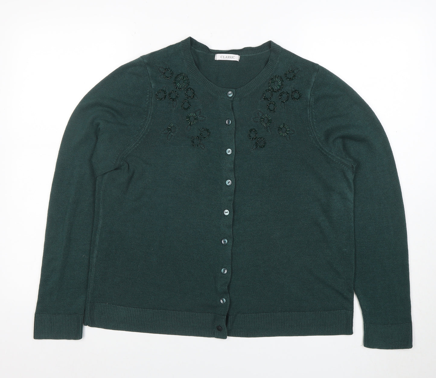 Marks and Spencer Women’s Green Beaded Cardigan Size 16
