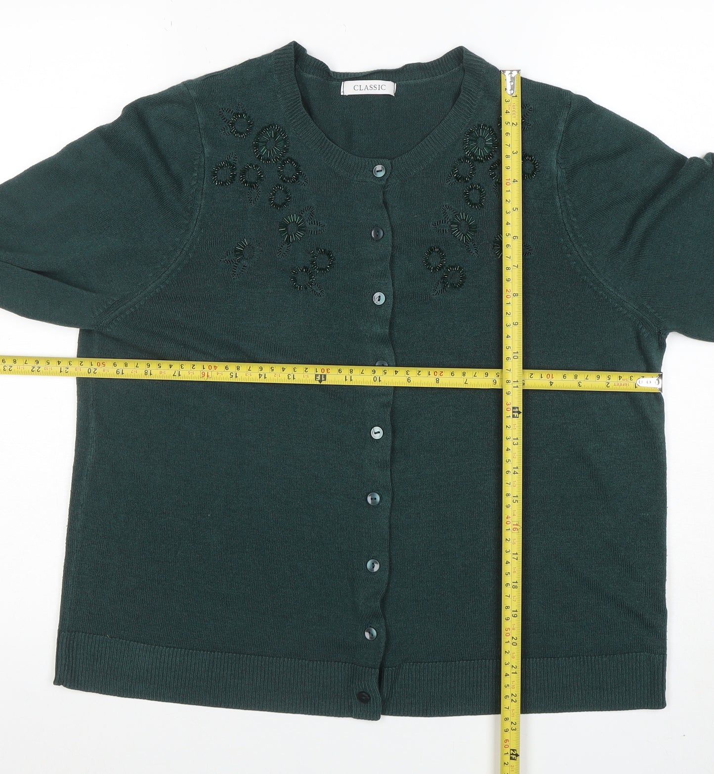 Marks and Spencer Women’s Green Beaded Cardigan Size 16