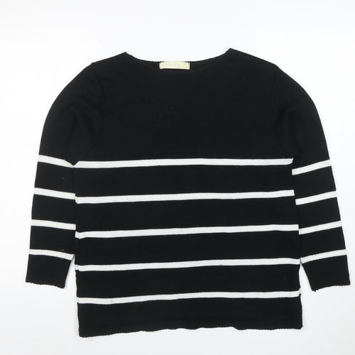 Nougat London Women's Black Striped Knit Pullover Jumper Size L