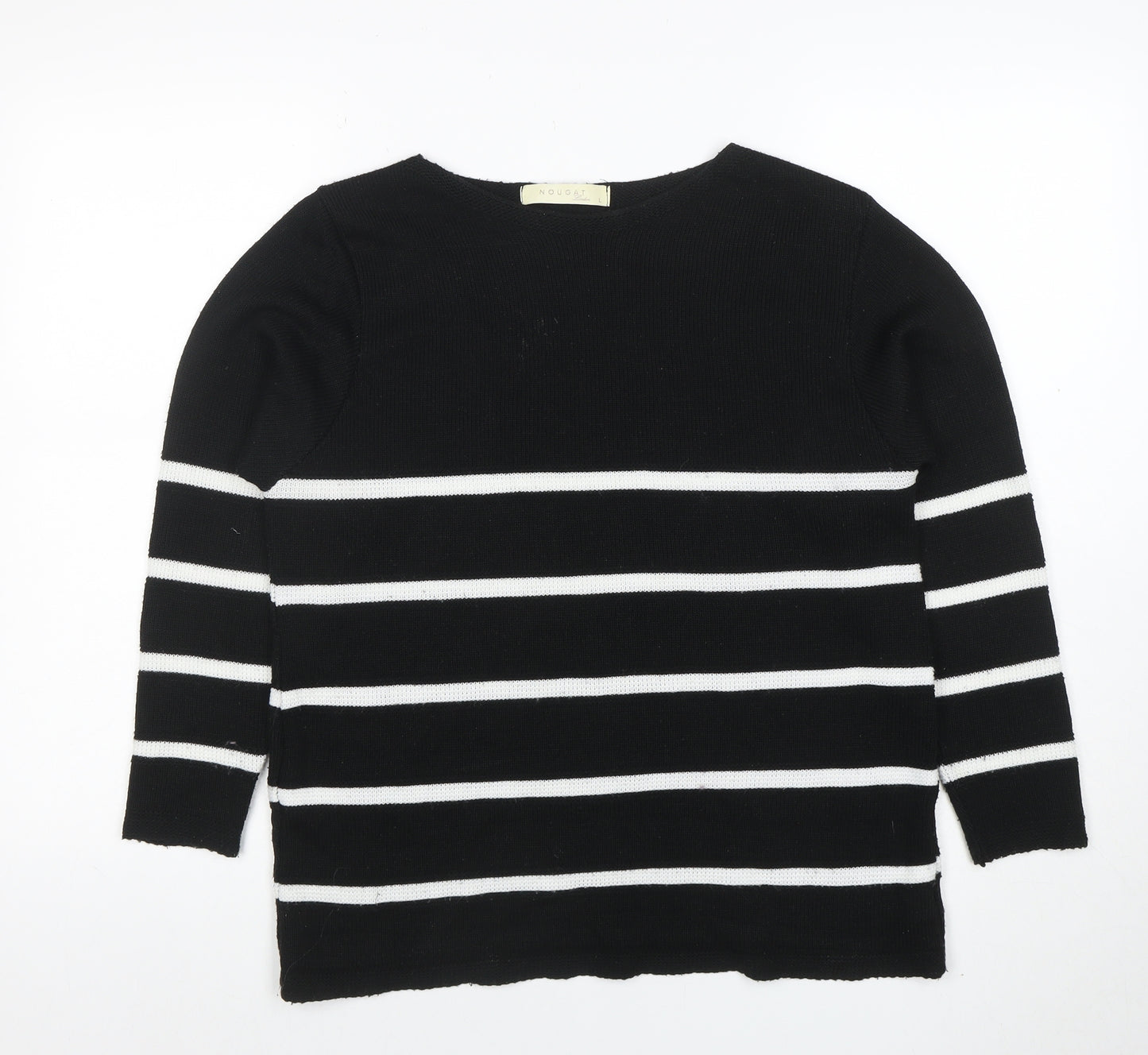 Nougat London Women's Black Striped Knit Pullover Jumper Size L