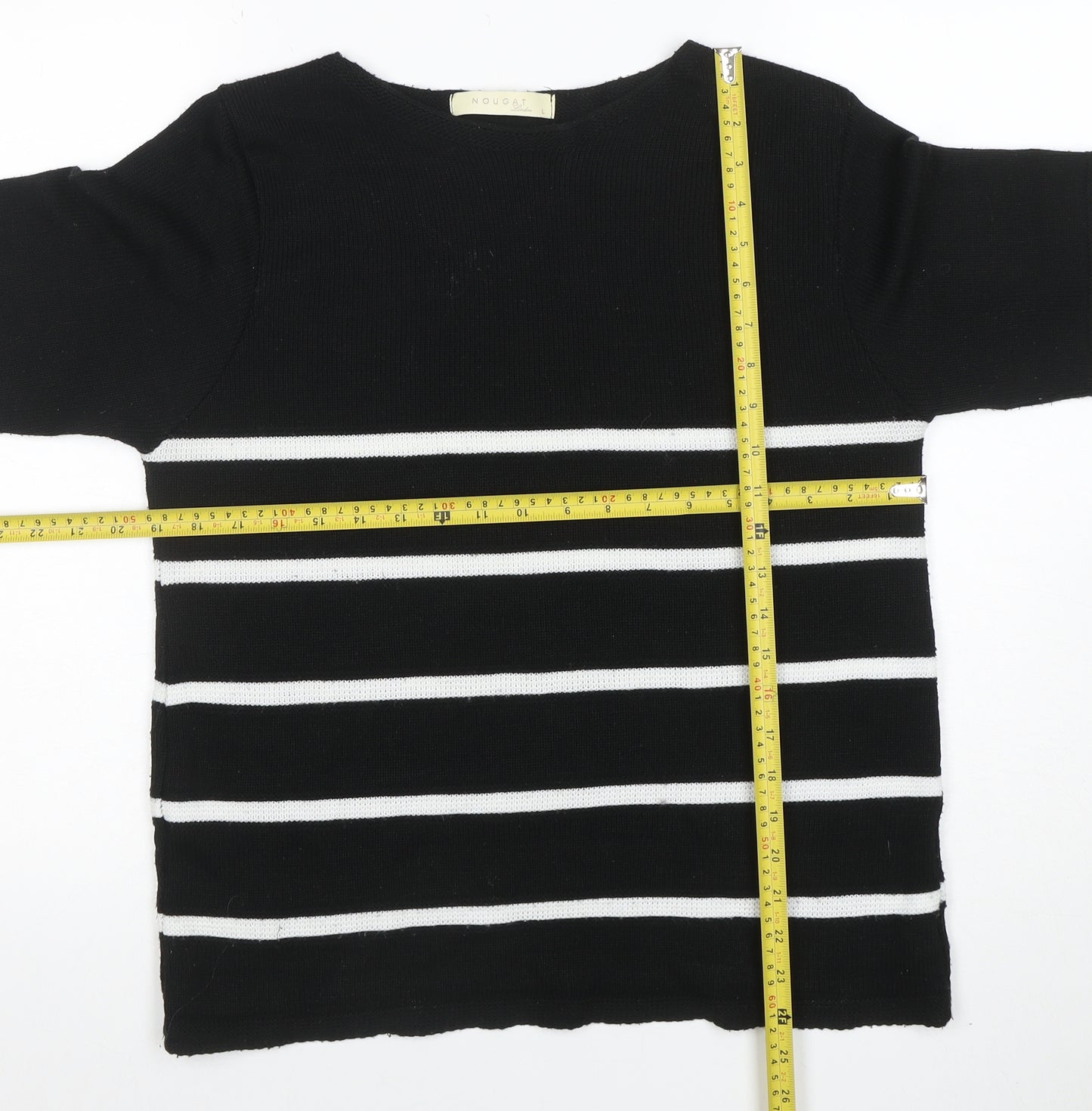 Nougat London Women's Black Striped Knit Pullover Jumper Size L