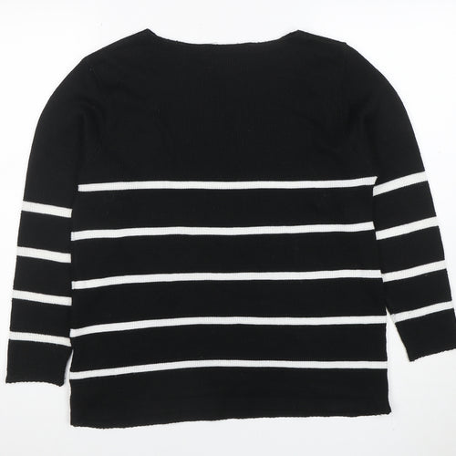 Nougat London Women's Black Striped Knit Pullover Jumper Size L