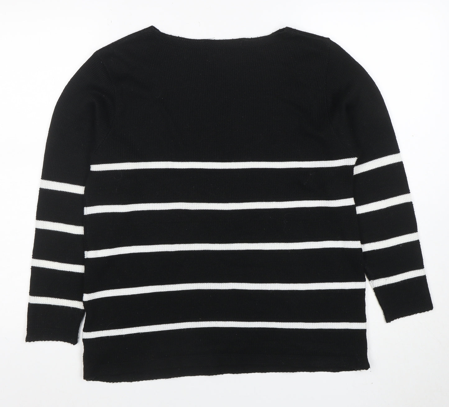 Nougat London Women's Black Striped Knit Pullover Jumper Size L