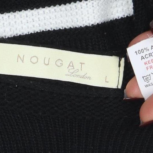 Nougat London Women's Black Striped Knit Pullover Jumper Size L