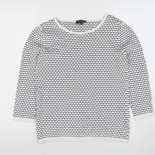 Caroll Women’s White Black Cotton Knit Pullover Jumper Size 10