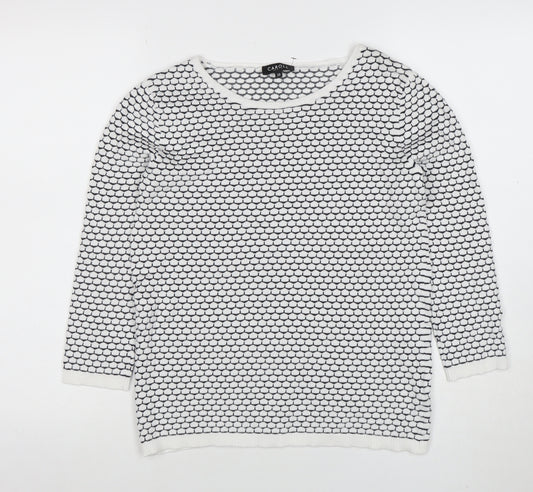 Caroll Women’s White Black Cotton Knit Pullover Jumper Size 10