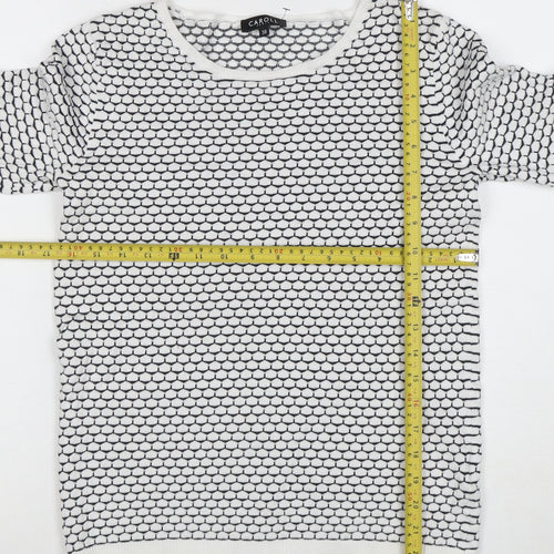 Caroll Women’s White Black Cotton Knit Pullover Jumper Size 10