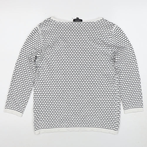 Caroll Women’s White Black Cotton Knit Pullover Jumper Size 10