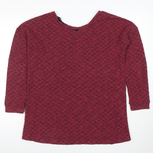 Next Women’s Red Knit Tunic Jumper Size 12 Round Neck 3/4 Sleeve