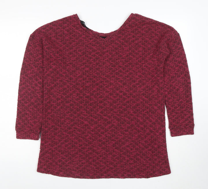 Next Women’s Red Knit Tunic Jumper Size 12 Round Neck 3/4 Sleeve