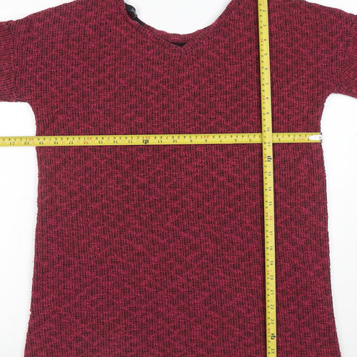 Next Women’s Red Knit Tunic Jumper Size 12 Round Neck 3/4 Sleeve