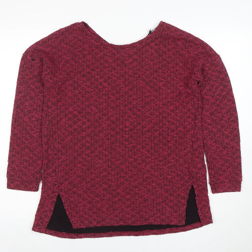 Next Women’s Red Knit Tunic Jumper Size 12 Round Neck 3/4 Sleeve