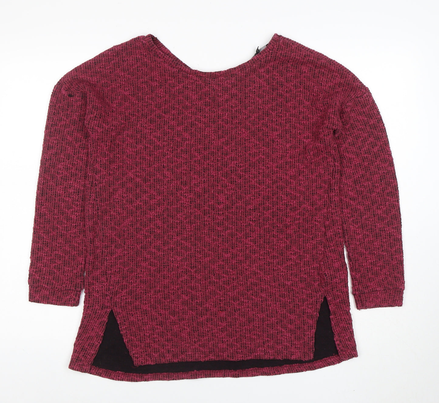Next Women’s Red Knit Tunic Jumper Size 12 Round Neck 3/4 Sleeve