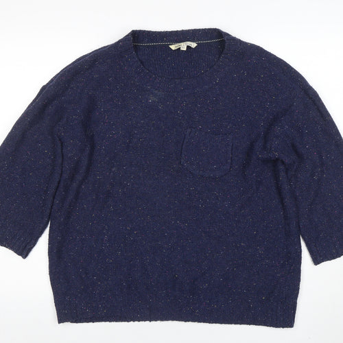Fat Face Women’s Blue Wool Knit Crew Neck Jumper Size 16