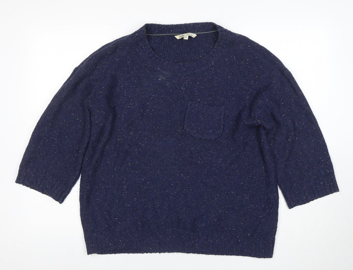 Fat Face Women’s Blue Wool Knit Crew Neck Jumper Size 16