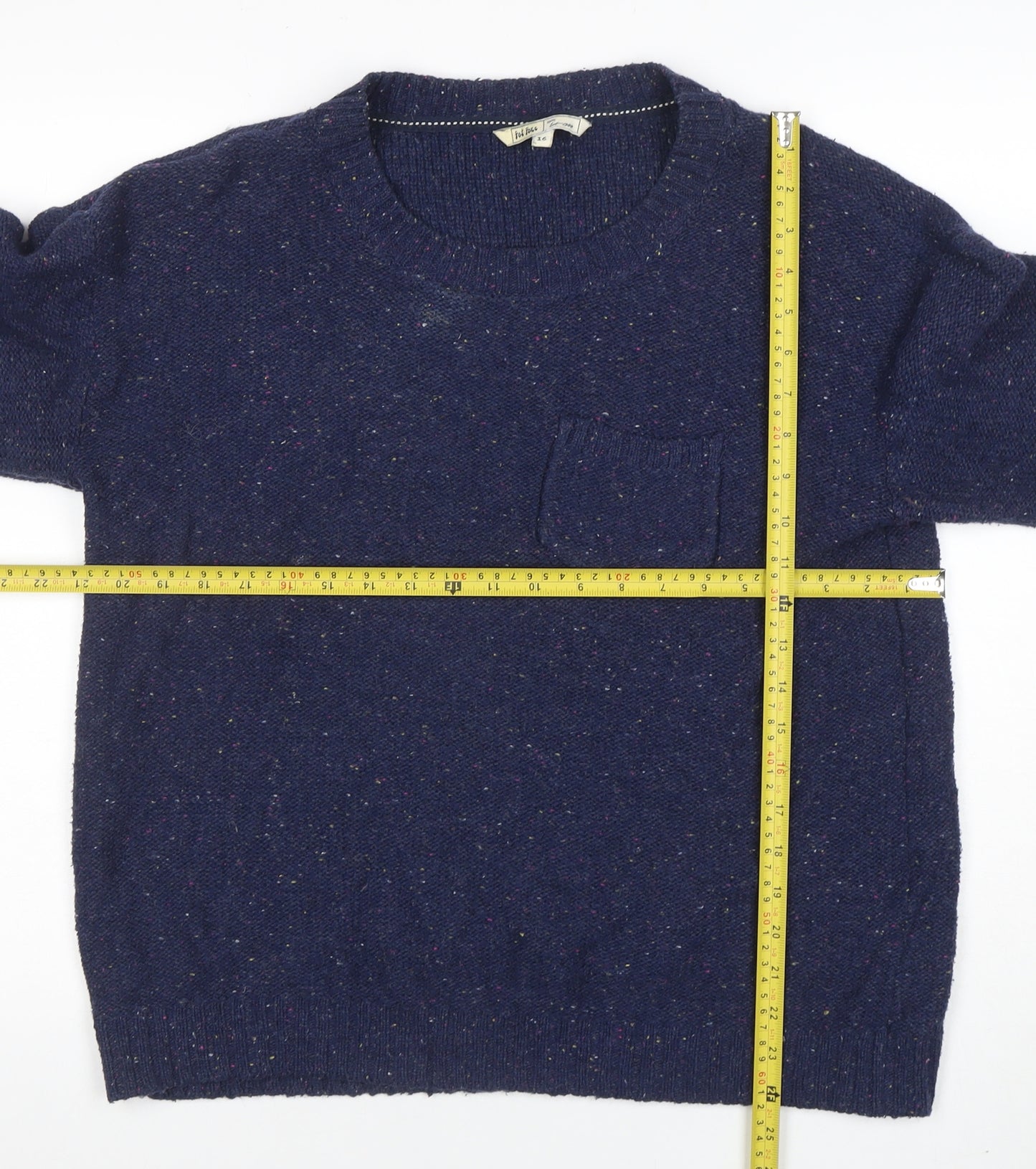 Fat Face Women’s Blue Wool Knit Crew Neck Jumper Size 16