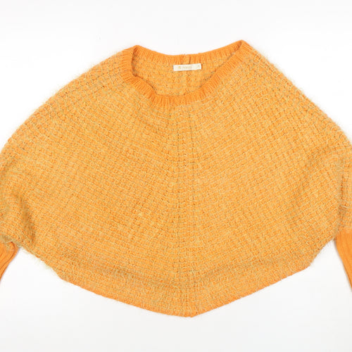 Fexata Women’s Orange Wool Blend Chunky Knit Cape Jumper S