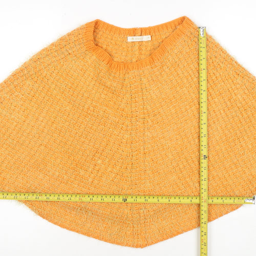 Fexata Women’s Orange Wool Blend Chunky Knit Cape Jumper S