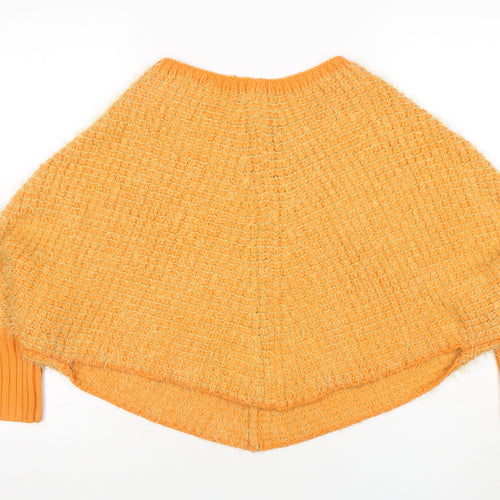 Fexata Women’s Orange Wool Blend Chunky Knit Cape Jumper S