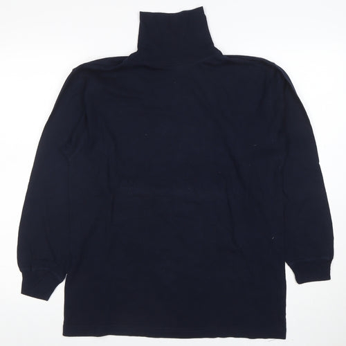 Jumpers Women’s Blue Cotton Roll Neck Long Sleeve Top Size S