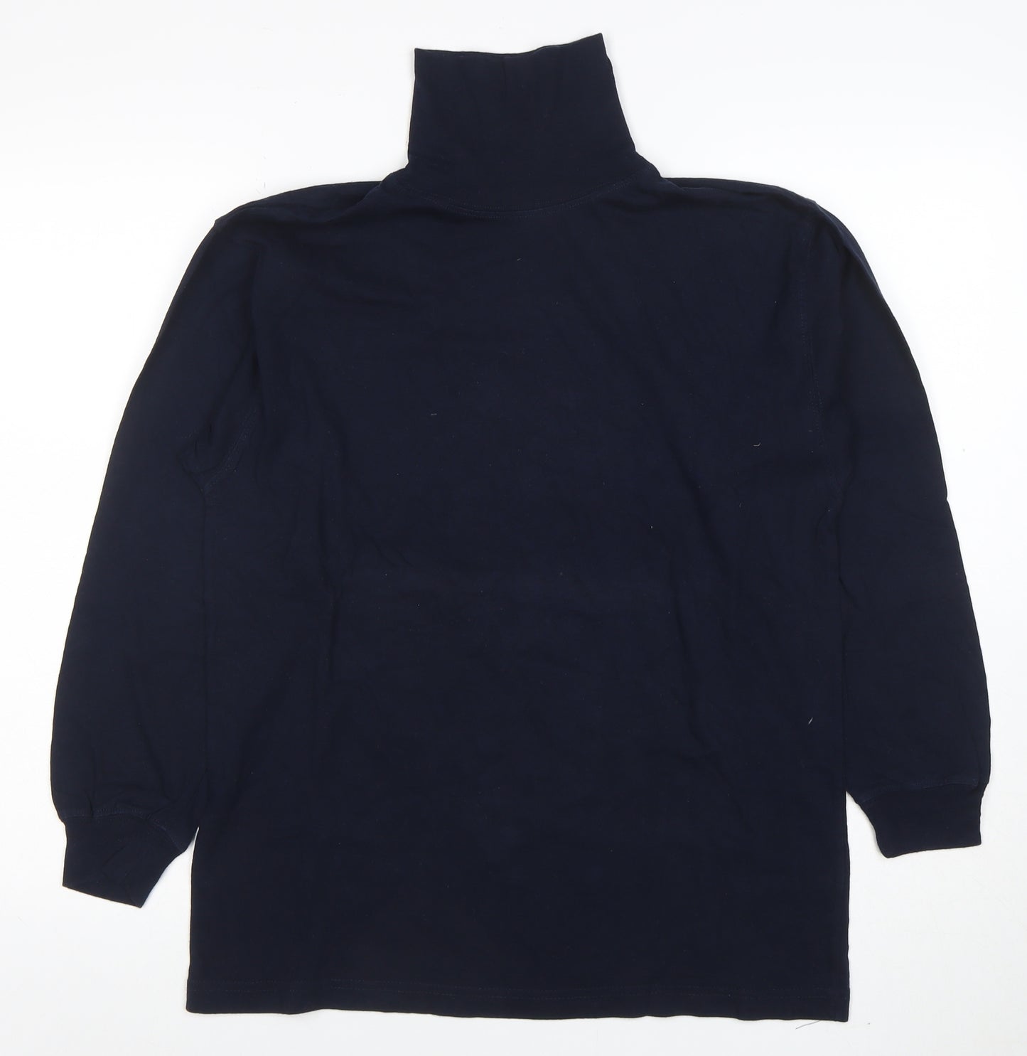 Jumpers Women’s Blue Cotton Roll Neck Long Sleeve Top Size S