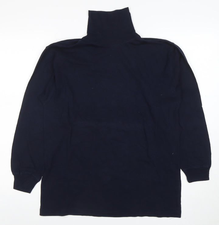 Jumpers Women’s Blue Cotton Roll Neck Long Sleeve Top Size S