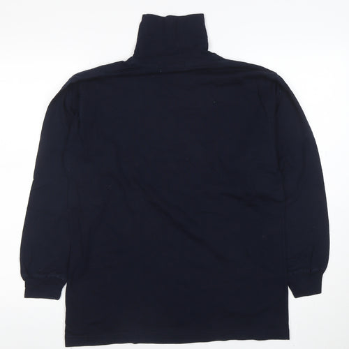 Jumpers Women’s Blue Cotton Roll Neck Long Sleeve Top Size S
