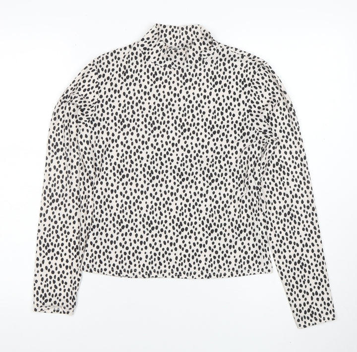 Marks and Spencer Women’s White Polka Dot Roll Neck Long Sleeve Top Size 10