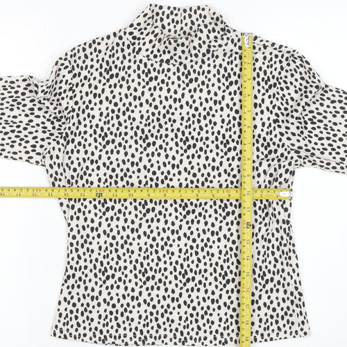 Marks and Spencer Women’s White Polka Dot Roll Neck Long Sleeve Top Size 10