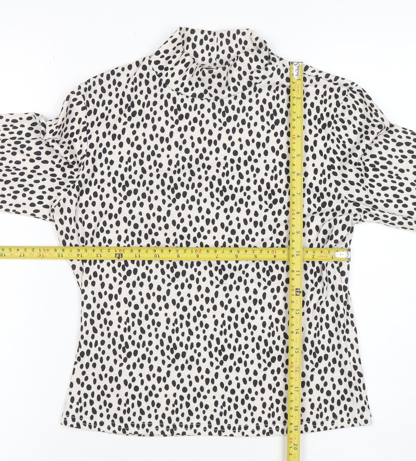 Marks and Spencer Women’s White Polka Dot Roll Neck Long Sleeve Top Size 10