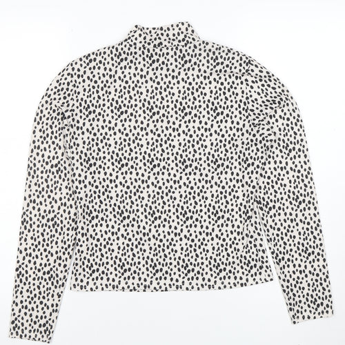 Marks and Spencer Women’s White Polka Dot Roll Neck Long Sleeve Top Size 10