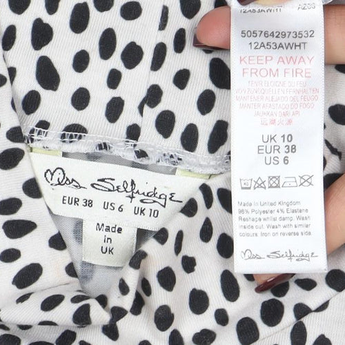 Marks and Spencer Women’s White Polka Dot Roll Neck Long Sleeve Top Size 10
