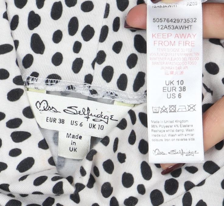Marks and Spencer Women’s White Polka Dot Roll Neck Long Sleeve Top Size 10