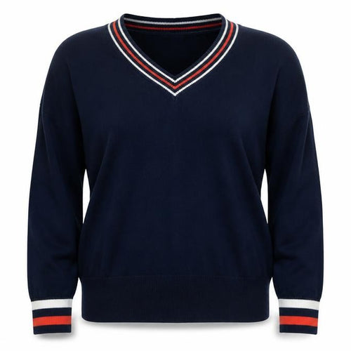 Marks and Spencer Women Blue V-Neck Cotton Knit Jumper M