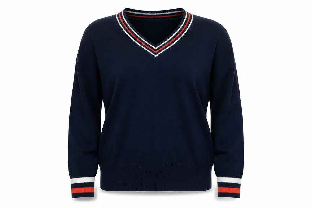 Marks and Spencer Women Blue V-Neck Cotton Knit Jumper M