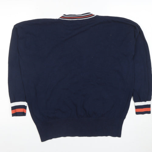 Marks and Spencer Women Blue V-Neck Cotton Knit Jumper M
